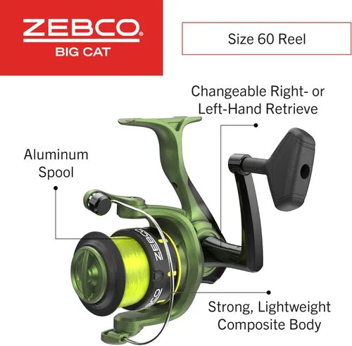 Miniatura 3 de Zebco Combo de carrete giratorio y caña de pescar Big Cat