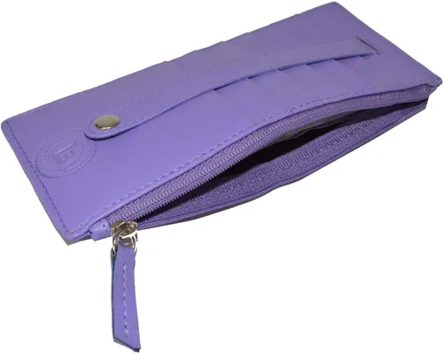 Miniatura 5 de Leatherboss - Funda para tarjetas todo en uno, cartera delgada con correa de protección para tarjetas, Púrpura, Cartera delgada