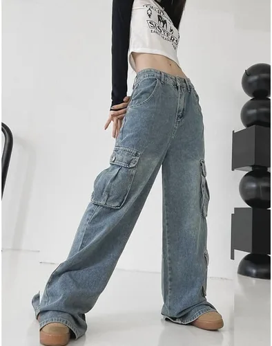 Miniatura 2 de Pantalones vaqueros holgados Grunge Y2K Emo Alt Cargo Pant Fairycore Demin Ropa de pierna ancha Pantalones deportivos Hiphop Streetwear