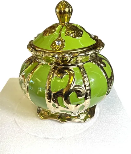 Miniatura 4 de Soperas para santos Cuencos decorativos de cerámica con tapa, azul, plata, oro, marrón (Blanca Blanco)