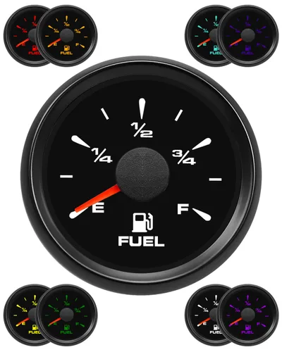 TIKSCIENCE 0-90 ohm Medidor de Combustible - 2" 52mm Medidor de Nivel de Combustible para Barco de 8 Colores - Ajuste Universal para Coche,