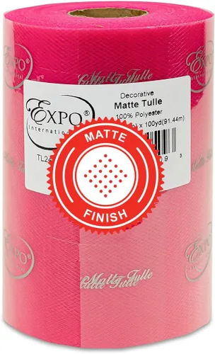 Miniatura 36 de Expo International Tul mate decorativo, rollo/carrete de 6 x 100 yardas, tela de tul de poliéster ligera para tutús, disfraces y decoraciones
