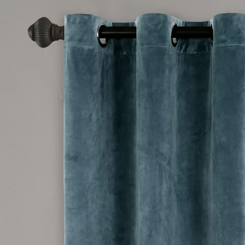 Miniatura 6 de Lush Decor Prima Velvet Sólido - Par de paneles de cortinas filtrante de luz para ventana, 63 pulgadas de largo x 38 pulgadas de ancho, azul pizarra