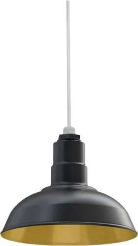 Miniatura 136 de Steel Lighting Co. El Segundo - Lámpara de granero Colgante montado en el techo Domo de 12 pulgadas Vástago de 12 pulgadas Luz de acero