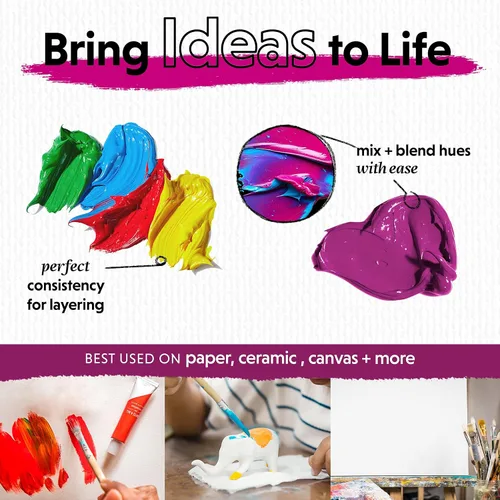 Miniatura 5 de Crafts 4 All Juego de pintura acrílica, pinturas artísticas para lienzo, pintura de modelos, madera, cerámica y tela, suministros de manualidades