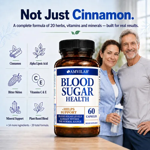 Miniatura 3 de Blood Sugar Health Natural 20 hierbas y vitaminas con canela, ácido alfa lipoico para apoyar la salud, sin OMG, para hombres y mujeres, soporta