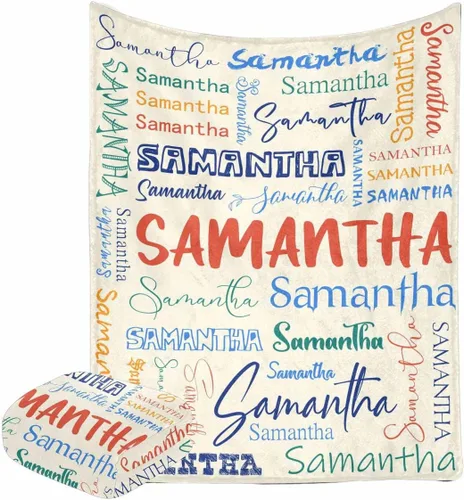 Miniatura 10 de Manta personalizada con nombre con fuente diferente y colorida para niños, mujeres y hombres, divertida decoración personalizada para el hogar, cama