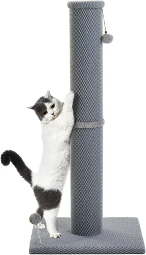 Miniatura 13 de Cat Craft Poste rascador para gatos de 41 pulgadas para gatos de interior, poste rascador alto para gatos, rascador de alfombra con juguetes Gris