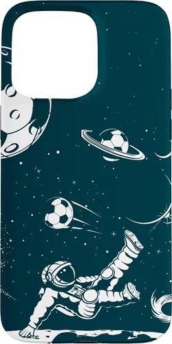 Miniatura 28 de Funda para iPhone 16 para teléfono de fútbol, amante del fútbol, jugador de fútbol espacial, funda de astronauta