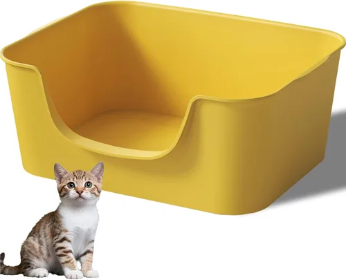 Miniatura 8 de Caja de arena para gatos de entrada baja con lados altos, sartén antisalpicaduras, duradera y fácil de limpiar para gatitos, gatos Munchkin, gatos