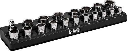Miniatura 10 de ARES 70236 - Organizador magnético para 16 vasos SAE de 1/2 pulgada, para 15 vasos y 1 adaptador para vaso, mantiene tu caja de herramientas