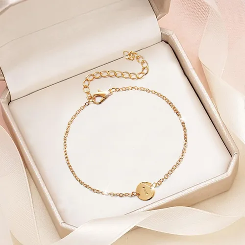 Miniatura 4 de Collares de collar para mujer pulsera personalizada con inicial de acero inoxidable chapado en oro de 18 quilates pulsera delicada con dije