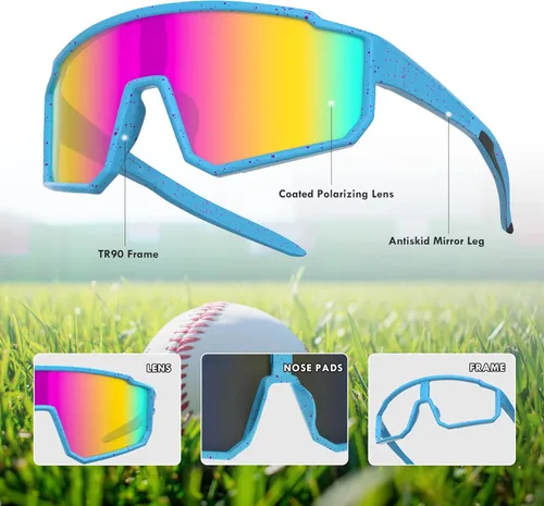 Miniatura 4 de Lentes de sol polarizados de béisbol para niños, TR90, marco ligero, para niños y niñas de 6 a 14 años, softbol y ciclismo