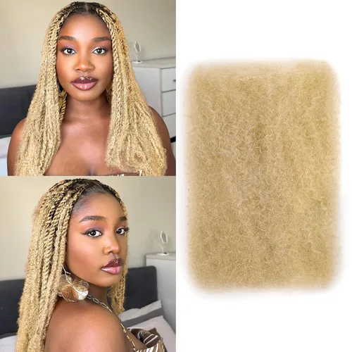 Miniatura 8 de BLL Afro Kinkys - Cabello humano a granel, 100% cabello humano para mini torsión, trenzas, extensiones de rastas, cabello rizado afro, color negro a