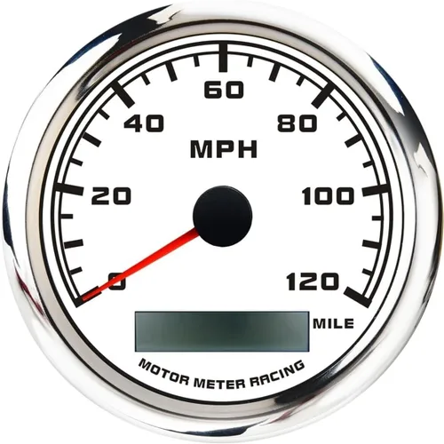 Miniatura 22 de MOTOR METER RACING Serie Pro W 85mm 3-3/8" Velocímetro GPS digital Odómetro 193 km/h Esfera negra LED blanco Impermeable para coche, camión, barco