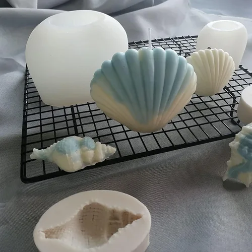 Miniatura 3 de Paquete de 4 moldes de silicona para caracolas de resina para velas y jabón, molde para hacer velas Cube-Shell-Four