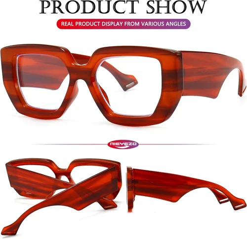 Miniatura 5 de AIEYEZO Gafas de luz azul con marco grueso para hombres y mujeres, gafas cuadradas de moda para computadora, antifatiga ocular y previenen el dolor