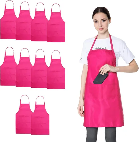 Miniatura 12 de Delantal negro con bolsillos para mujeres, hombres, adultos, chef, juego de 10 delantales de cocina a granel para cocinar, hornear, restaurante