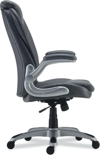 Miniatura 4 de Alera ALERA LEITHEN Silla MIDBACK de cuero regenerado, soporta hasta 275 libras, asiento/respaldo gris, base plateada