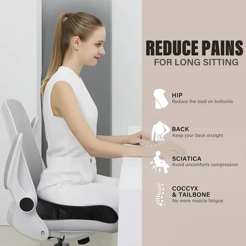 Miniatura 2 de WAOAW Cojín de asiento, cojines para silla de oficina, almohada para asiento largo de automóvil, almohadilla de espuma viscoelástica para espalda