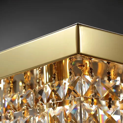 Miniatura 7 de Candelabros Modernos de Cristal para Lámpara de Comedor, Candelabro de Techo Rectangular Dorado de 6 Luces para Isla de Cocina y Sala de Estar
