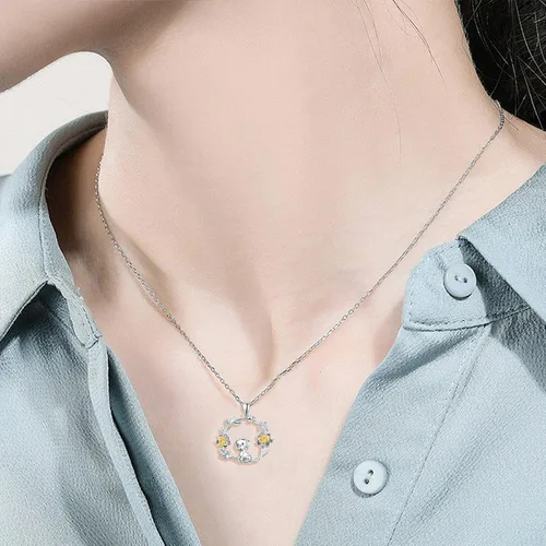 Miniatura 5 de Dreamboat Collar de plata de ley 925 con diseño de animales para mujeres y niñas, collar de flores, día de la madre, fiesta de cumpleaños, joyería