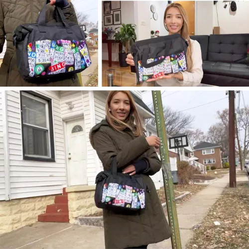 Miniatura 4 de Versátil bolsa grande de bingo 8 bolsillos Accesorios de bingo y estuche de maquillaje Bolsa de almacenamiento con cremallera