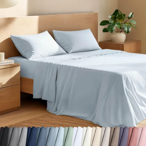 Miniatura 20 de Bare Home Juego de sábanas individual XL 100% algodón orgánico - Tejido de percal crujiente - Ligero y transpirable - Sábanas y fundas de almohada