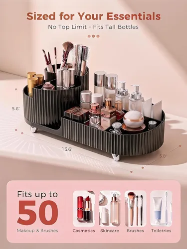 Miniatura 2 de Organizador de maquillaje giratorio, Estuche de exhibición de cosméticos de gran capacidad, fácil de guardar todos tus productos de maquillaje, al