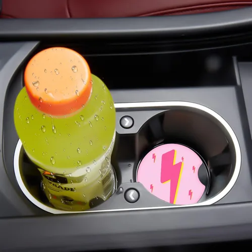 Miniatura 2 de Jupswan Portavasos para coche, absorbente, paquete de 2 unidades, diseño de rayo de goma, accesorios de decoración para mujeres, BD0822-8