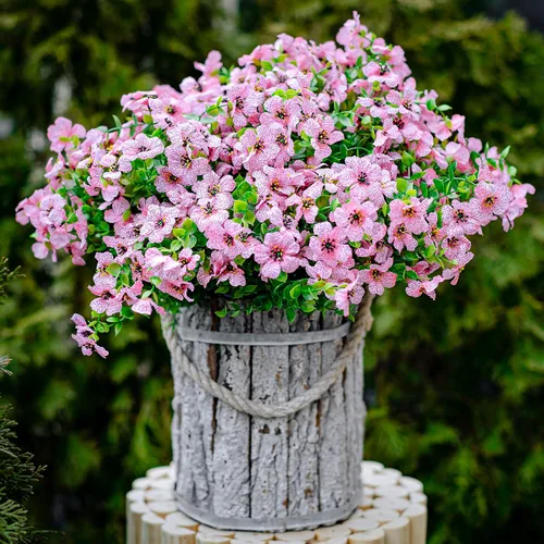 Miniatura 7 de AXYLEX Flores artificiales para exteriores, plantas falsas, 16 paquetes de madera de boj de vegetación sintética para exteriores, arbustos de Rosa