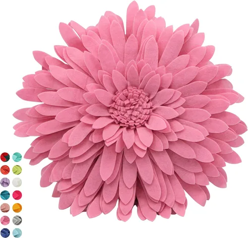Miniatura 9 de Almohada decorativa 3D de flores de margarita, manta de girasol de 14.5 x 13 pulgadas, decoración redonda para el hogar para sofá y cama