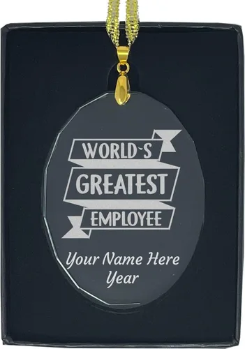 Miniatura 8 de LaserGram Adorno de Navidad de vidrio personalizado, el mejor empleado del mundo, idea de regalo grabada con láser personalizada (forma de diamante)