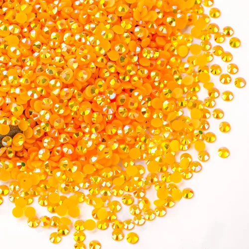 Miniatura 111 de Diamantes de imitación AB verdes a granel, 5000 piezas de diamantes de imitación de fondo plano redondos de gelatina AB sin fijación térmica, gemas