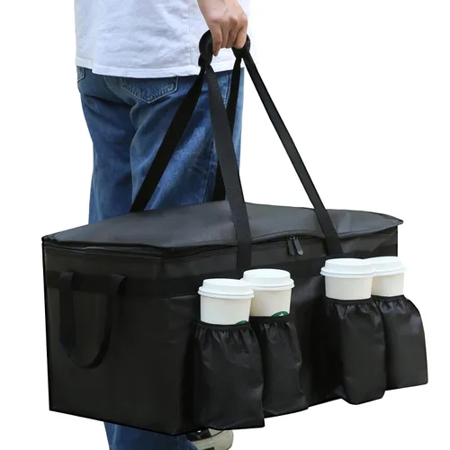 musbus Bolsa de catering para doordash uber eats 22x14x13 Bolsa aislada para entrega de alimentos con portavasos/portabebidas Premium XXL, bebidas,