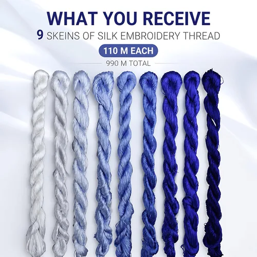 Miniatura 7 de Hilo de Seda Natural 100%, Hilo de Bordado Hecho a Mano, Seda para Bordado 9 Colores 110m Cada Uno (81)