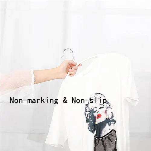 Miniatura 2 de Paquete de 20 perchas doradas – Perchas delgadas antideslizantes resistentes para chaquetas y camisetas – Ahorro de espacio (blanco)
