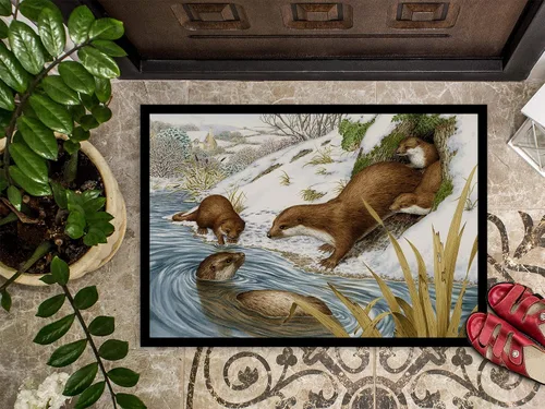 Miniatura 3 de Caroline's Treasures ASA2186JMAT Playtime Otters - Tapete para puerta delantera, 24 x 36 pulgadas, para interiores y exteriores, para entrada