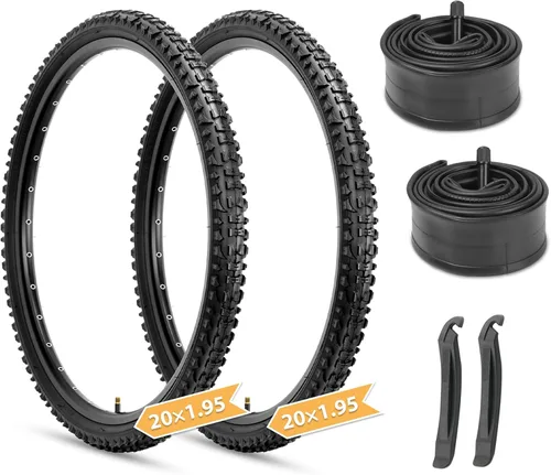 Hycline Juego de neumáticos para bicicleta de montaña: 2 unidades de 20/24/26x1.95 pulgadas de repuesto plegables de alta densidad para bicicletas y