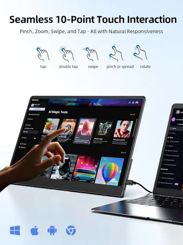 Miniatura 3 de UPERFECT Monitor portátil OLED con pantalla táctil de 14 pulgadas, 3K 2880 x 1800 120Hz Monitor portátil para juegos de 0.1 ms, 500 liendres