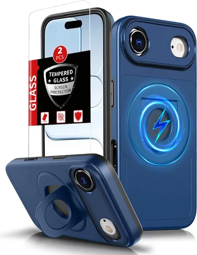 Miniatura 45 de Funda magnética para iPhone 11 Pro compatible con carga inalámbrica MagSafe, con 2 protectores de pantalla, anillo kickstand de 360° integrado +