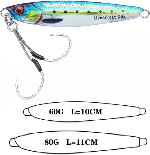 Miniatura 2 de OCEAN CAT Señuelos de pesca con jigging de paso lento, kit de plantillas brillantes para pesca en agua salada con ayuda de anzuelo lento, anzuelo