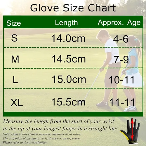 Miniatura 7 de FINGER TEN Guantes de golf para niños y niñas, mano izquierda y derecha, Dura Feel blanco, azul, rojo, amarillo, guantes de golf de valor extra