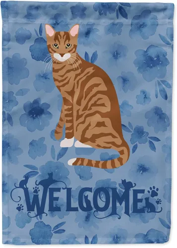 Miniatura 8 de Caroline's Treasures CK5047CHF Ojos Azules - Bandera de bienvenida con diseño de gato para casa de porche, grande, para colgar en la pared