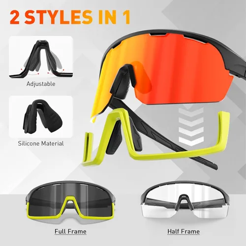 Miniatura 3 de SCVCN Gafas de ciclismo para hombres y mujeres, gafas de sol polarizadas para deportes MTB, triatlón, bicicleta, correr, golf