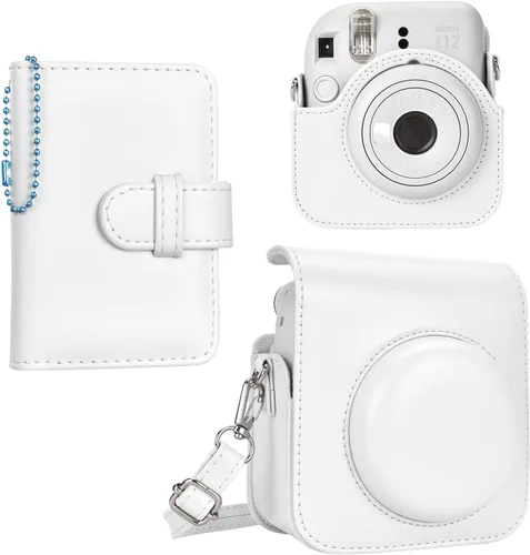 Miniatura 11 de Funda para cámara instantánea Fuji Mini 12, adorable funda de piel sintética con lazo, compatible con cámara Fuji Instax Mini 12, bolsa para cámara