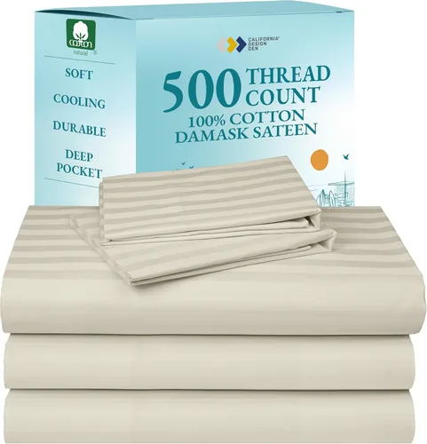 Miniatura 14 de Sábanas de algodón tamaño King dividido para cama ajustable, satén de algodón 100% con 500 hilos, ajuste ceñido, juego con sábanas bajeras Twin-XL