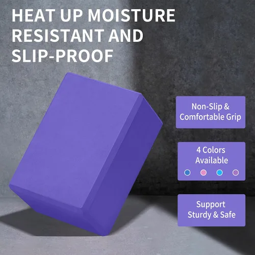Miniatura 6 de 1 Pack Large Yoga Block 9x6x4 Inches, Sturdy Yoga Foam Blocks, High Density & Non Slip Surface for Yoga, Pilates & Stretching, Fitness Accessories
