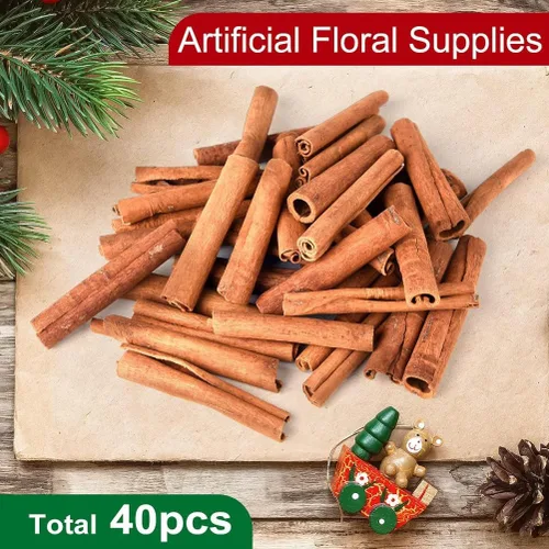 Miniatura 2 de 40 unidades de canela en forma de corona de flores de imitación de 3.1 in de longitud, canela, manualidades de Navidad