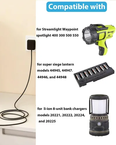 Miniatura 6 de Repuesto para cargador Streamlight, adaptador de CA de 12 V compatible con Streamlight Waypoint 400 300 500 550 foco recargable, linternas Super